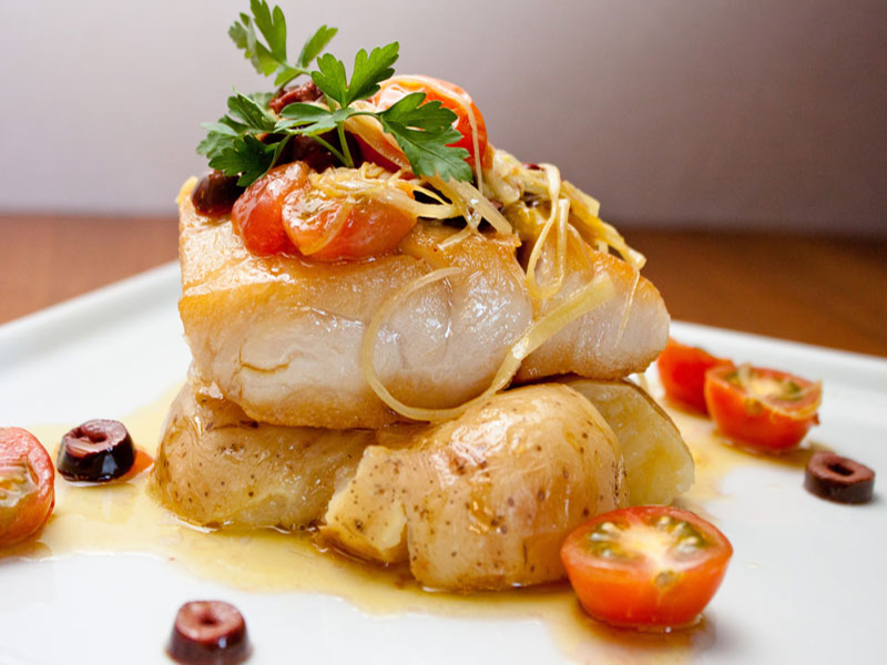 close-up of fish fillet stack