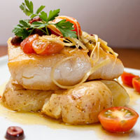 close-up of fish fillet stack